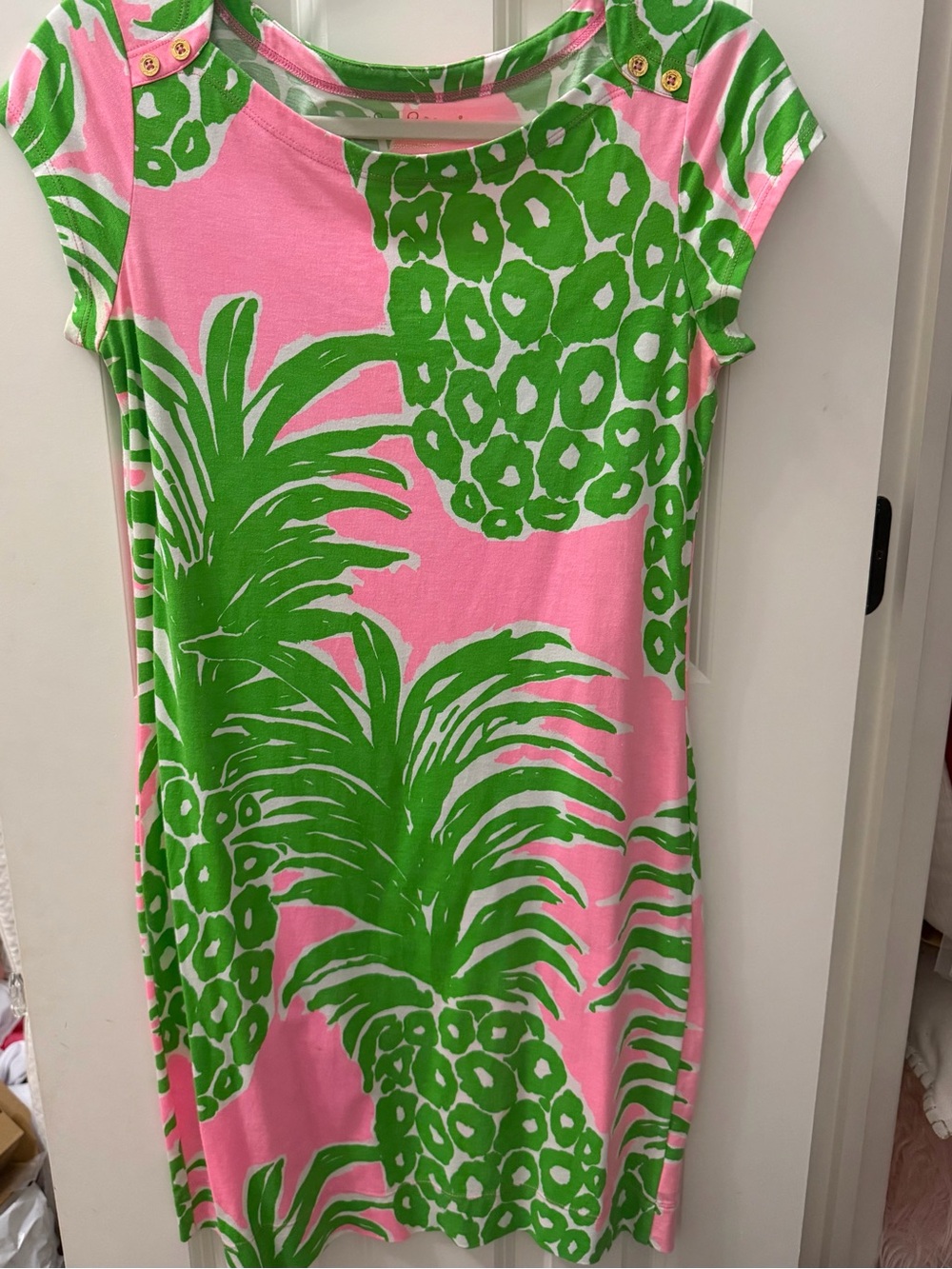 Lilly Pulitzer Pink Dress with Green Tropical Print - Picture 1 of 5